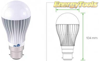 Led Peer B22D bajonet A19 230V 7W warm wit 125Lm 180° Bridgelux - led peertjes