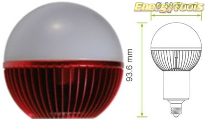 Led kogel E11 G19 230V 1W rood 50Lm 180° Luxeon Rebel - led kogellampen