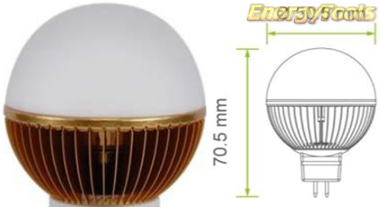 Led kogel GU5.3 G19 12V 7W warm wit 400Lm 180° Luxeon - led kogellampen